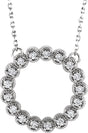 14K Gold Round Natural Diamond Accented Circle Necklace – 1/5 CTW - White Gold