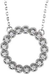 Platinum Round Natural Diamond Accented Circle Necklace – 1/5 CTW