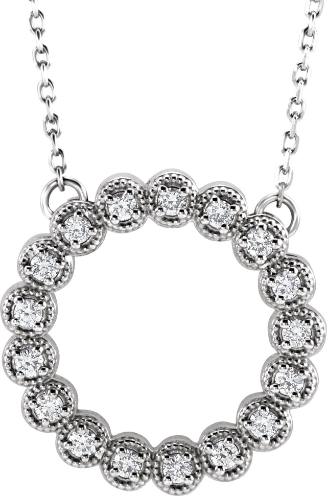 Platinum Round Natural Diamond Accented Circle Necklace – 1/5 CTW