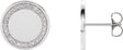 14K Gold Round Natural Diamond Accented Engravable Earrings - White Gold