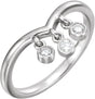Platinum Round Natural Diamond Three-Stone Fringe V Ring
