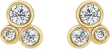 14K Gold Round Natural Diamond Geometric Cluster Earrings – 2.5mm Stones - Yellow Gold - view 2