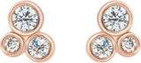 14K Gold Round Natural Diamond Geometric Cluster Earrings – 2.5mm Stones - Rose Gold - view 2