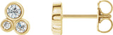 14K Gold Round Natural Diamond Geometric Cluster Earrings – 2.5mm Stones - Yellow Gold