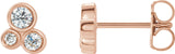14K Gold Round Natural Diamond Geometric Cluster Earrings – 2.5mm Stones - Rose Gold