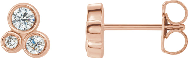 14K Gold Round Natural Diamond Geometric Cluster Earrings – 2.5mm Stones - Rose Gold