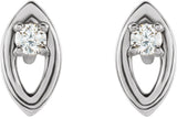 14K Gold Round Natural Diamond Accented Earrings – 1.8mm Stones - White Gold - view 2