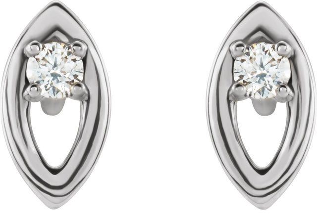 14K Gold Round Natural Diamond Accented Earrings – 1.8mm Stones - White Gold - view 2