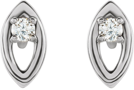 Platinum Round Natural Diamond Accented Earrings – 1.8mm Stones - view 2