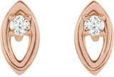 14K Gold Round Natural Diamond Accented Earrings – 1.8mm Stones - Rose Gold - view 2