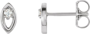 Platinum Round Natural Diamond Accented Earrings – 1.8mm Stones