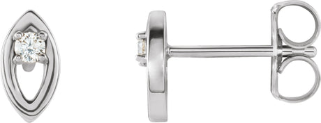 Platinum Round Natural Diamond Accented Earrings – 1.8mm Stones