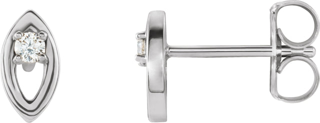14K Gold Round Natural Diamond Accented Earrings – 1.8mm Stones - White Gold