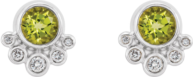 Platinum Round Natural White Sapphire Accented Bezel-Set Earrings - view 5