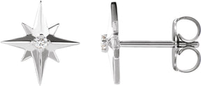 Platinum Round Natural Diamond Accented Star Earrings