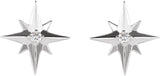 14K Gold Round Natural Diamond Accented Star Earrings – 1.5mm Stones - White Gold - view 2