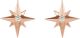 14K Gold Round Natural Diamond Accented Star Earrings – 1.5mm Stones - Rose Gold - view 2