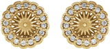 14K Gold Natural Diamond Halo-Style Earring Jackets for Pearl Studs - Yellow Gold - view 2