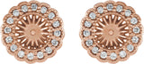 14K Gold Natural Diamond Halo-Style Earring Jackets for Pearl Studs - Rose Gold - view 2