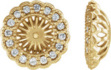 14K Gold Natural Diamond Halo-Style Earring Jackets for Pearl Studs - Yellow Gold