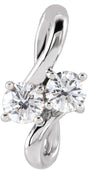 14K Gold Round Natural Diamond Two-Stone Bypass Necklace or Pendant - White Gold