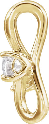 14K Gold Round Natural Diamond Two-Stone Bypass Necklace or Pendant - Yellow Gold - view 2