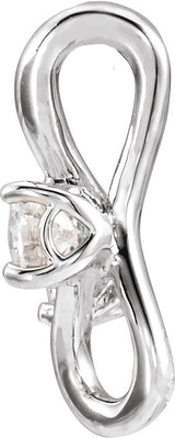 14K Gold Round Natural Diamond Two-Stone Bypass Necklace or Pendant - White Gold - view 2
