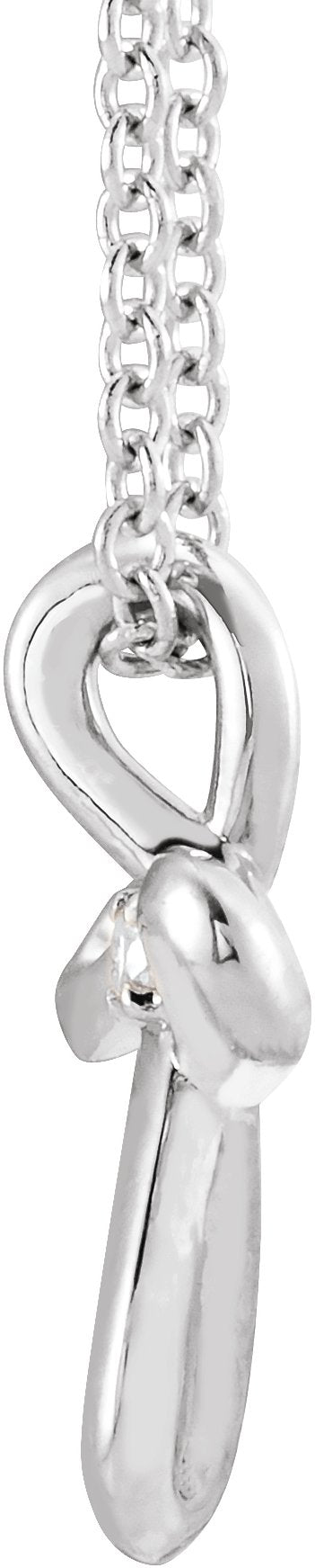 Platinum Round Natural Diamond Solitaire Cross Necklace or Pendant - view 2