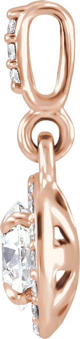 14K Gold Round Lab-Grown Diamond Halo-Style Pendant - Rose Gold - view 2