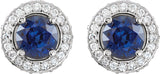 Platinum Natural Blue Sapphire Round 4-Prong Halo-Style Earrings – 5mm Stones - view 2
