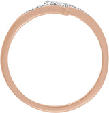 14K Gold Round Natural Diamond Accented Bypass Ring II - Rose Gold - view 2