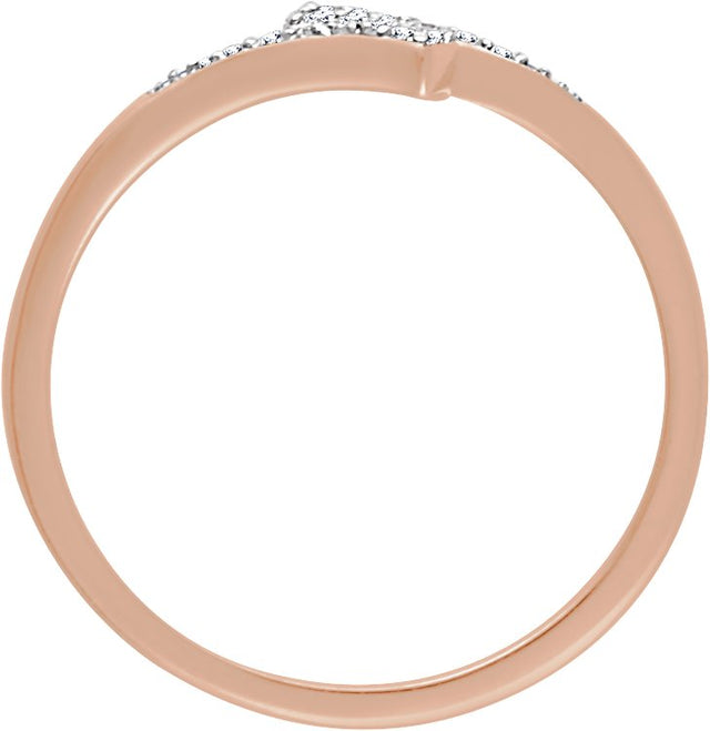 14K Gold Round Natural Diamond Accented Bypass Ring II - Rose Gold - view 2