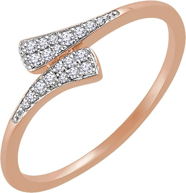 14K Gold Round Natural Diamond Accented Bypass Ring II - Rose Gold