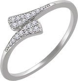 14K Gold Round Natural Diamond Accented Bypass Ring II - White Gold