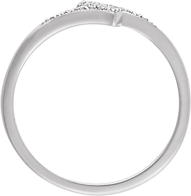 14K Gold Round Natural Diamond Accented Bypass Ring II - White Gold - view 2