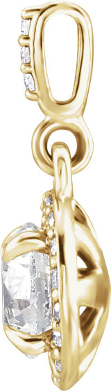 14K Gold Round Lab-Grown Diamond Halo-Style Pendant - Yellow Gold - view 2
