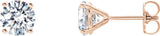 14K Gold Lab-Grown Diamond Round 4-Prong Cocktail-Style Stud Earrings – 2.5-6.3mm Stones - Rose Gold