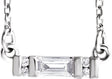 Platinum Straight Baguette Natural Diamond Accented Bar Necklace