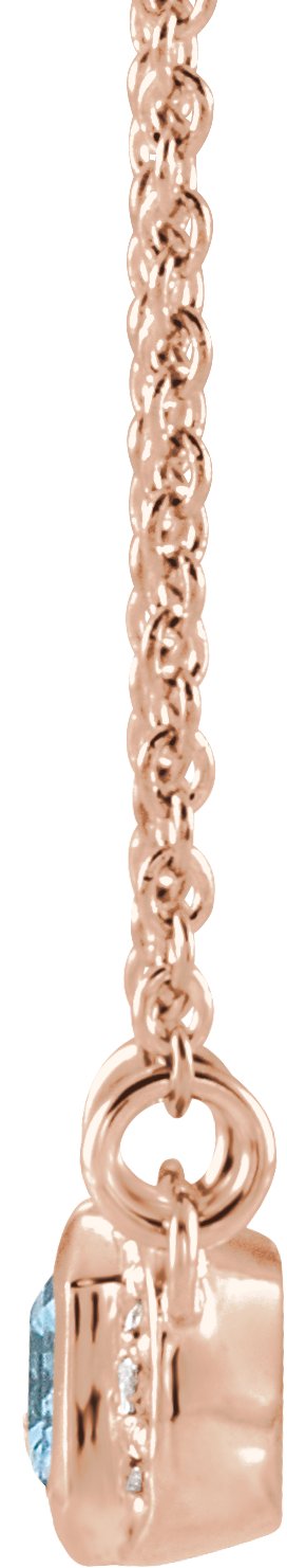 14K Gold Emerald Natural Aquamarine Accented Bar Necklace - Rose Gold - view 2