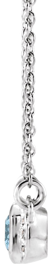 Platinum Emerald Natural Aquamarine Accented Bar Necklace - view 2