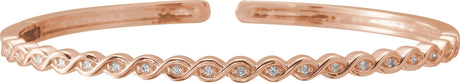 14K Gold Round Natural Diamond Stackable Bangle Bracelet - Rose Gold