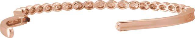 14K Gold Round Natural Diamond Stackable Bangle Bracelet - Rose Gold - view 2
