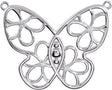 14K Gold Accented Butterfly & Floral Necklace - White Gold