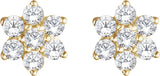 14K Gold Round Natural Diamond Flower Earrings - Yellow Gold - view 2