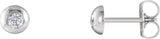 Platinum Natural Diamond Round Bezel-Set Stud Earrings – 2.5-3.5mm Stones
