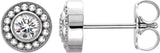 Platinum Round Natural Diamond Bezel-Set Beaded Earrings