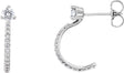 Platinum Round Natural Diamond Accented J-Hoop Earrings
