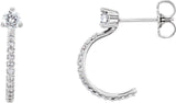 Platinum Round Natural Diamond Accented J-Hoop Earrings
