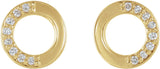 14K Gold Round Natural Diamond Accented Circle Earrings – 1.1mm Stones - Yellow Gold - view 2