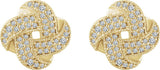 14K Gold Natural Diamond Knot Earrings - Yellow Gold - view 2